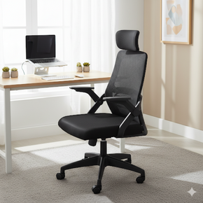 Mesh Back Swivel & Tilt Adjustable Arms Offer Chair Black HT811A