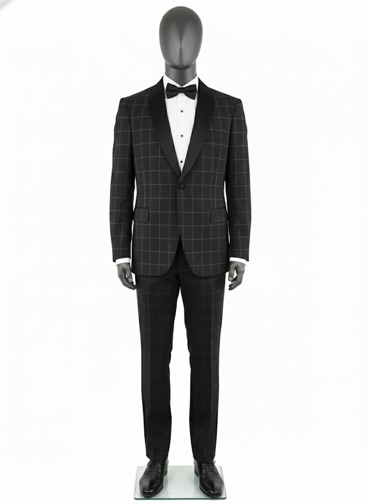 Mens Dbl Breast Suit checked Tuxedo