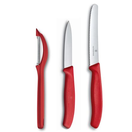 Victorinox Swiss Classic Paring Knife Set With/Peeler 3 Piece Red V6.7111.31.