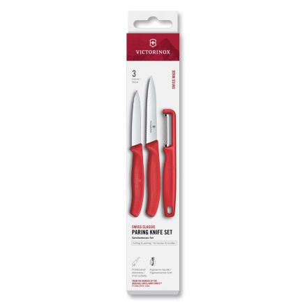 Victorinox Swiss Classic Paring Knife Set w/Iota Peeler, 3 Pieces Red V6.7111.33C1.