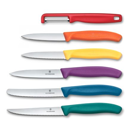 Victorinox Swiss Classic Utility Block With/Multi Colour Knives & Peeler 7 Pieces V6.7126.6C1.