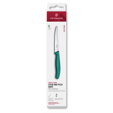 Victorinox Swiss Classic 6 Piece Steak Knife Set Serrated Pointed Kale Green Box V6.7234.6C1.