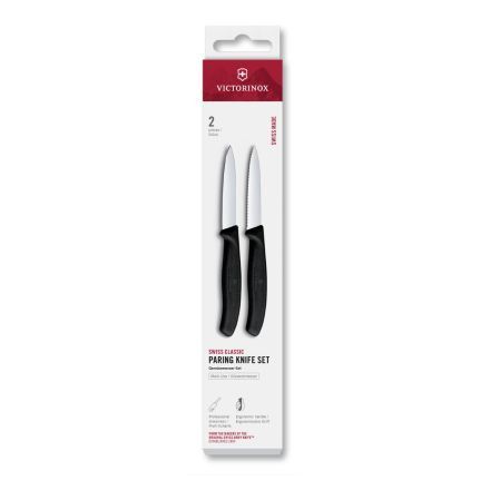 Victorinox Swiss Classic Paring Knife Set Black Serrated/Plain 8cm, 2 Pieces Box V6.7693.2.