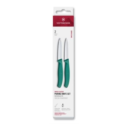 Victorinox Swiss Classic Paring Knife Set Kale Green Serrated/Plain 8cm, 2 Pieces Box V6.7694.2C1.