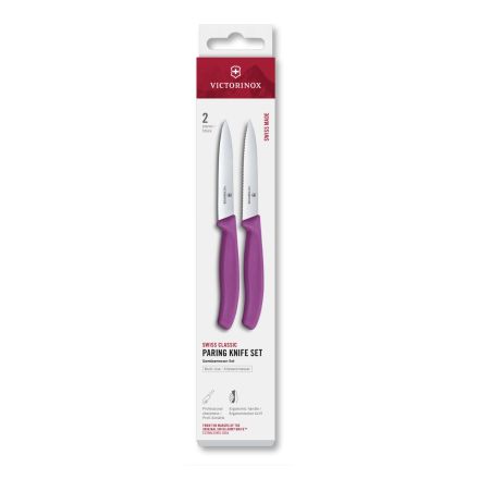 Victorinox Swiss Classic Paring Knife Set Purple Serrated/Plain 10cm, 2 Pieces Box V6.7795.2C1.