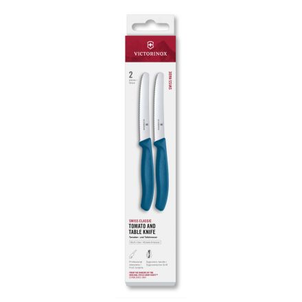 Victorinox Swiss Classic Tomato and Table Knife Set Blue 11cm, 2 Pieces Box V6.7832.2C1.