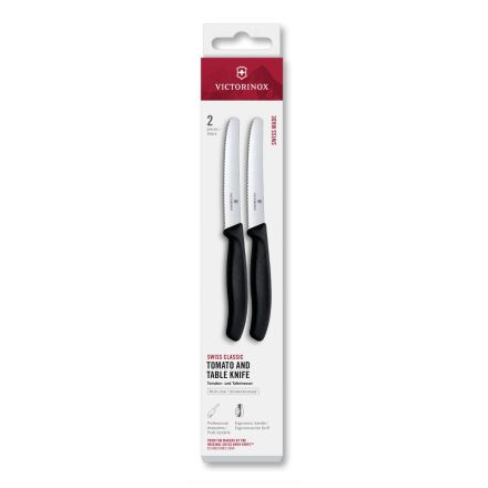 Victorinox Swiss Classic Tomato and Table Knife Set Black 11cm, 2 Pieces Box V6.7833.2.