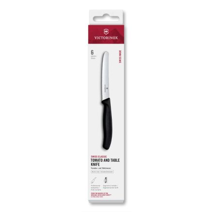 Victorinox Swiss Classic 6 Piece Tomato and Table Knife Set - Serrated Round Black V6.7833.6.