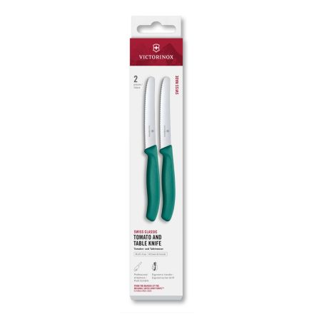 Victorinox Swiss Classic Tomato and Table Knife Set Kale Green 11cm, 2 Pieces Box V6.7834.2C1.