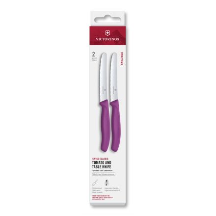 Victorinox Swiss Classic Tomato and Table Knife Set Purple 11cm 2 Pieces Box V6.7835.2C1.