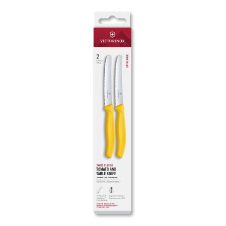 Victorinox Swiss Classic Tomato and Table Knife Set Yellow 11cm, 2 Pieces Box V6.7838.2C1.