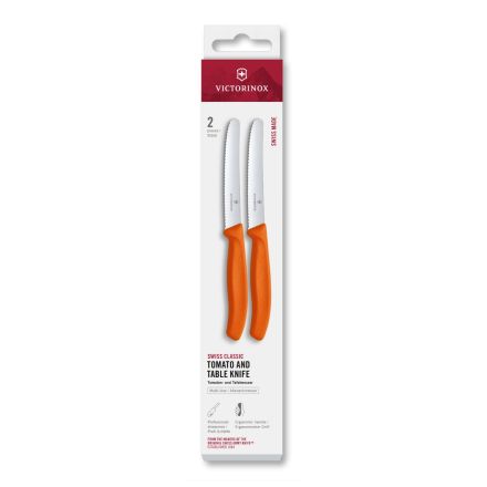 Victorinox Swiss Classic Tomato and Table Knife Set Orange 11cm, 2 Pieces Box V6.7839.2C1.