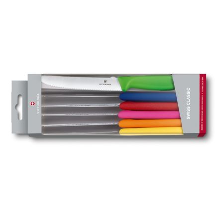 Victorinox Swiss Classic Tomato and Table Knife Serrated Set of 6 Assorted Colours V6.7839.6G.