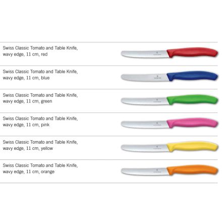 Victorinox Swiss Classic Tomato and Table Knife Serrated Set of 6 Assorted Colours V6.7839.6G.