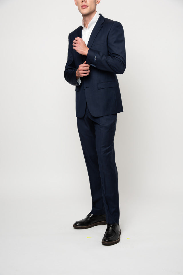 Polo Men's Custom Fit Check Suit Navy