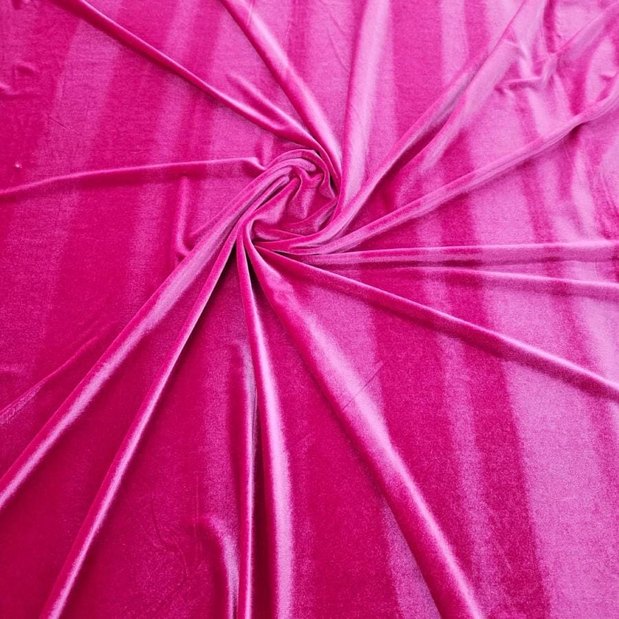 velvet Dress Fabrics Cerise Pink Korean Stretch Velvet Fabric 150 cm (7562619060313)