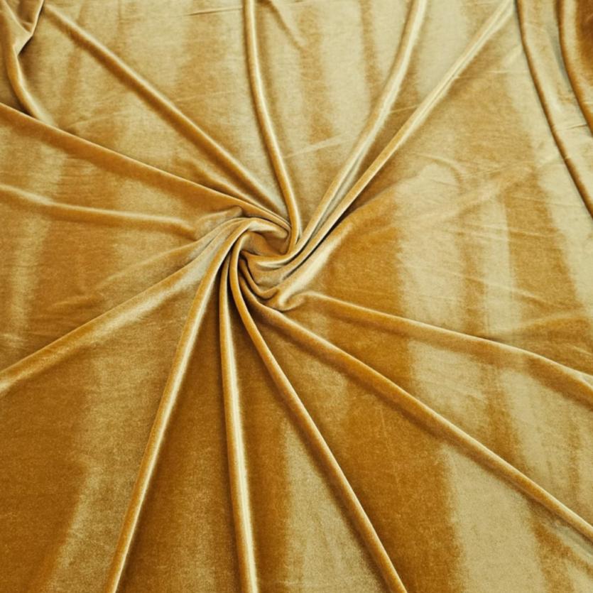 velvet Dress Fabrics Mustard Korean Stretch Velvet Fabric 150 cm (7562619060313)
