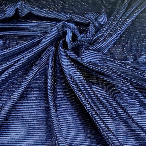 velvet Dress Fabrics Navy Lurex Velvet Stripe Fabric 150 cm (7563355160665)
