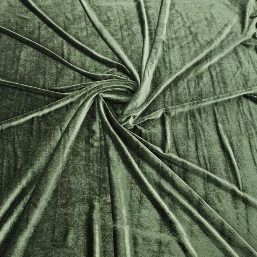 velvet Dress Fabrics Olive Korean Stretch Velvet Fabric 150 cm (7562619060313)
