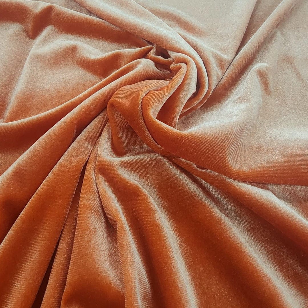 velvet Dress Fabrics Orange Korean Stretch Velvet Fabric 150cm (7562619060313)