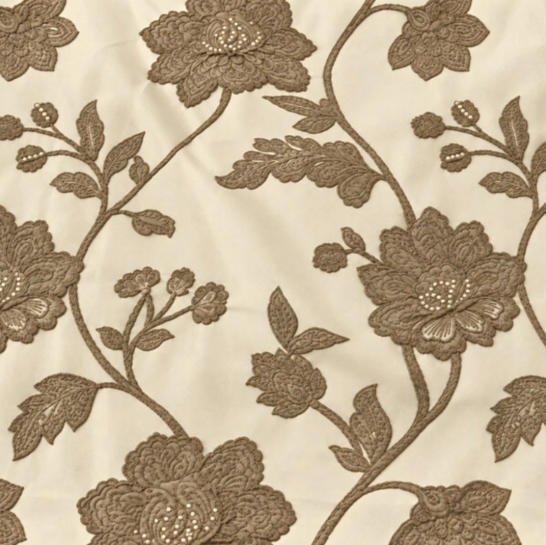 Fabric Curtain Verdi Floral Dark Beige 280 cm