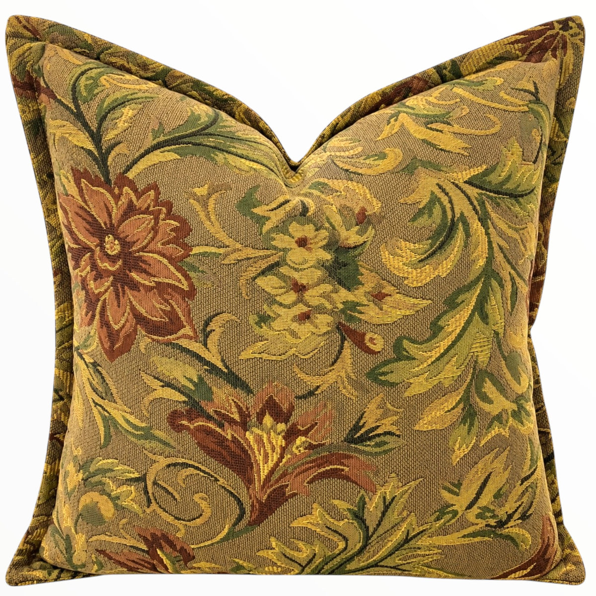 Assorted Scatter Cushion Tapestry Crewel Vine OlIve 60x60 cm.