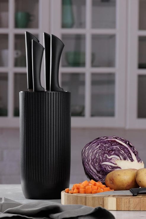 Viners Knife Block Viners Everyday Ripple Knife Block Black 5 Piece VN0305263