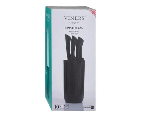 Viners Knife Block Viners Everyday Ripple Knife Block Black 5 Piece VN0305263