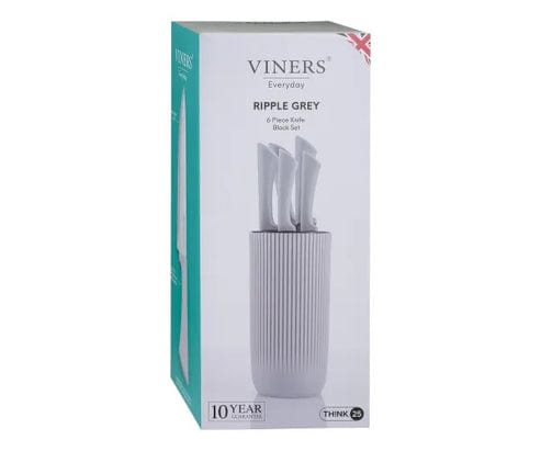 Viners Knife Block Viners Everyday Ripple Knife Block Grey 5 Piece VN0305264