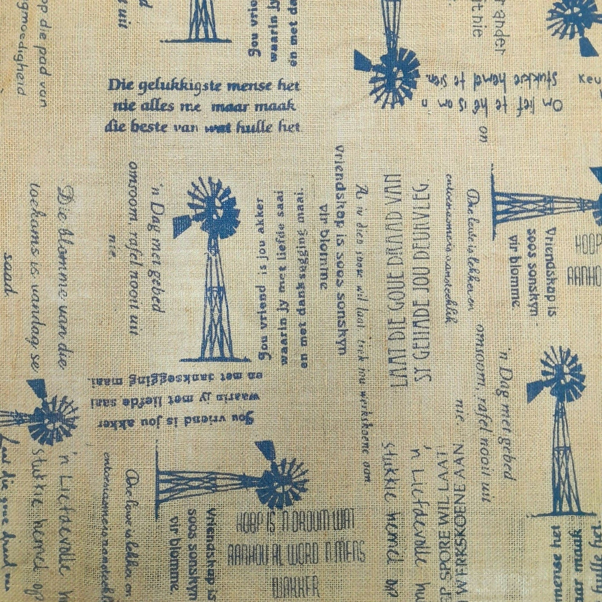 Vinyl Film Hessian Printed Hessian Afrikaans Blue 140cm