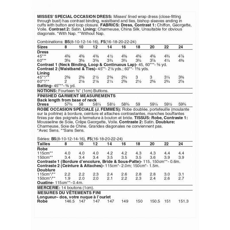 VOGUE PATTERN HABBY Vogue Pattern V1762-B5 (8-10-12-14-16)