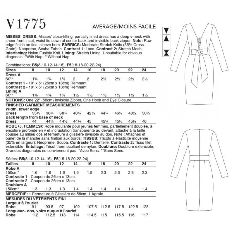 VOGUE PATTERN HABBY Vogue Pattern V1775-B5 (8-10-12-14-16)