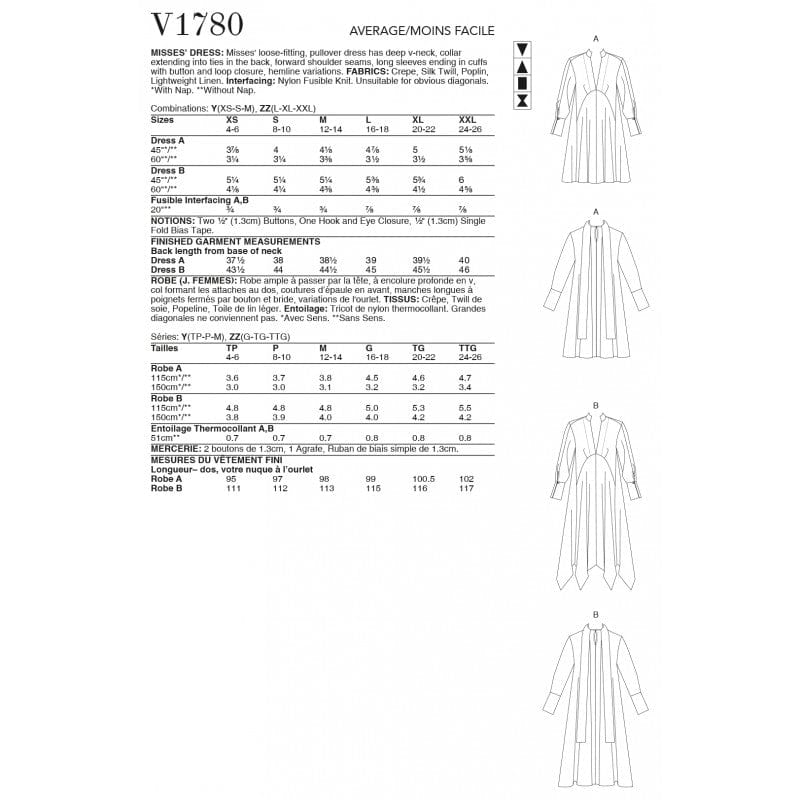 VOGUE PATTERN HABBY Vogue Pattern V1780-Y( SML,MED & LRG) (7508445593689)