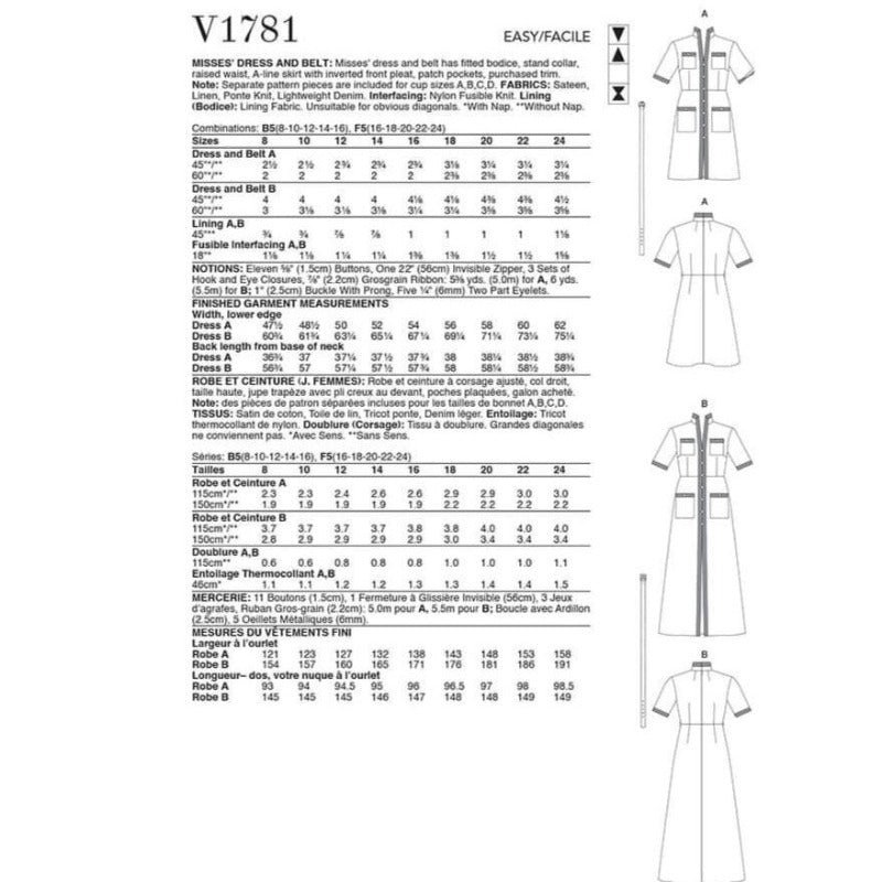 VOGUE PATTERN Habby Vogue Pattern V1781 F5 (16-18-20-22-24) (7508446412889)