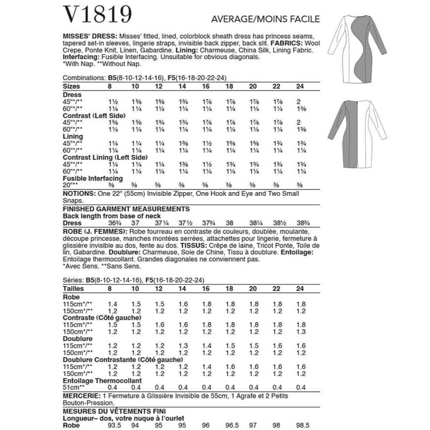 VOGUE PATTERN Habby Vogue Pattern V1819 F5 (16-18-20-22-24) (7508447985753)