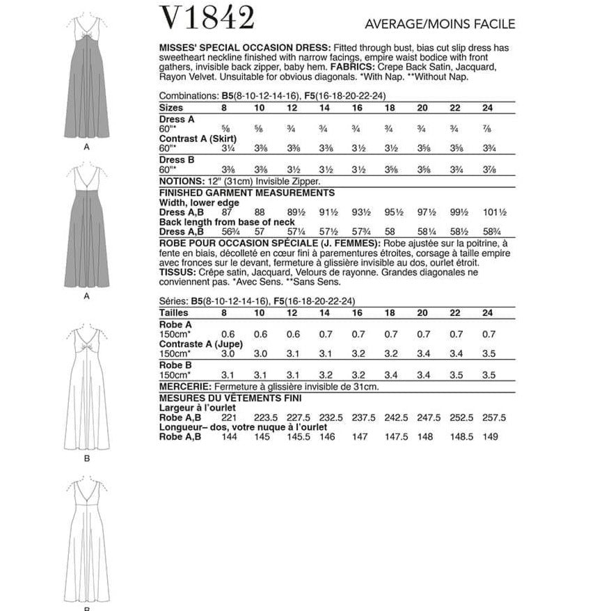 VOGUE PATTERN Habby Vogue Pattern V1842-F5 (7508448608345)