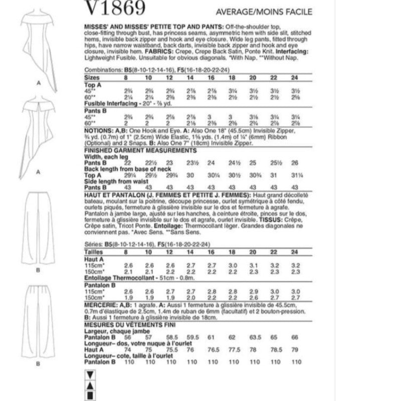 VOGUE PATTERN Habby Vogue Pattern V1869-B5 (7508450213977)