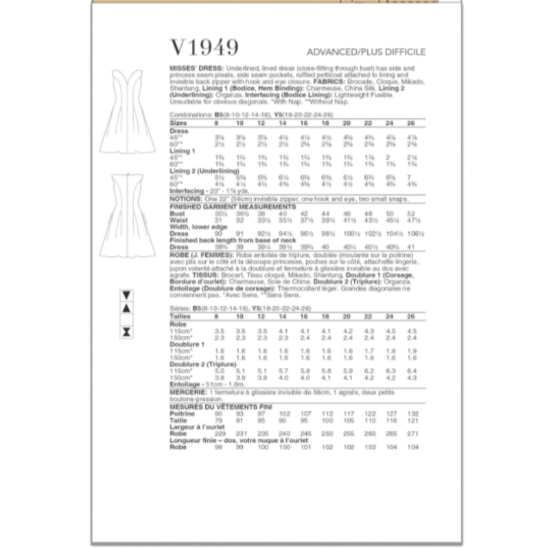 VOGUE PATTERN Habby Vogue Pattern V1949-B5(8-10-12-14-16) (7508442447961)