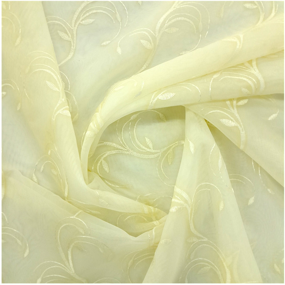 Voile Lace Whispering Threads White Emb 120 cm