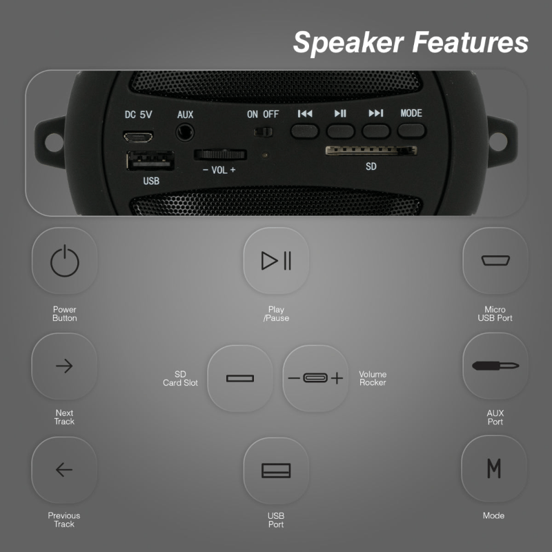 Volkano Bluetooth Speaker Volkano Bazooka Bluetooth True Wireless Speaker VB018(V1)- Black (7716757504089)