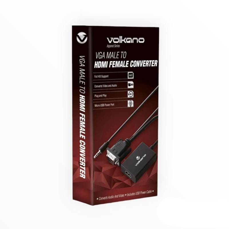 Volkano VGA MALE TO HDMI FEMALE CONVERTER Volkano Append Series VGA Male to HDMI Female Converter (VK-20046-BK) (7790808662105)