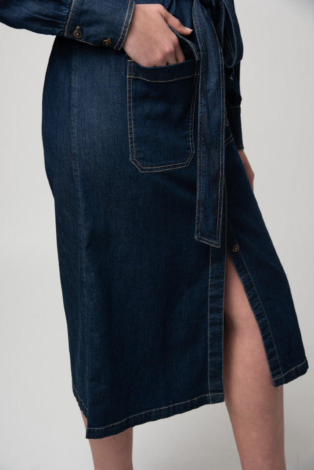 Polo Women Lynn Long Sleeve Denim Dress Dark Wash