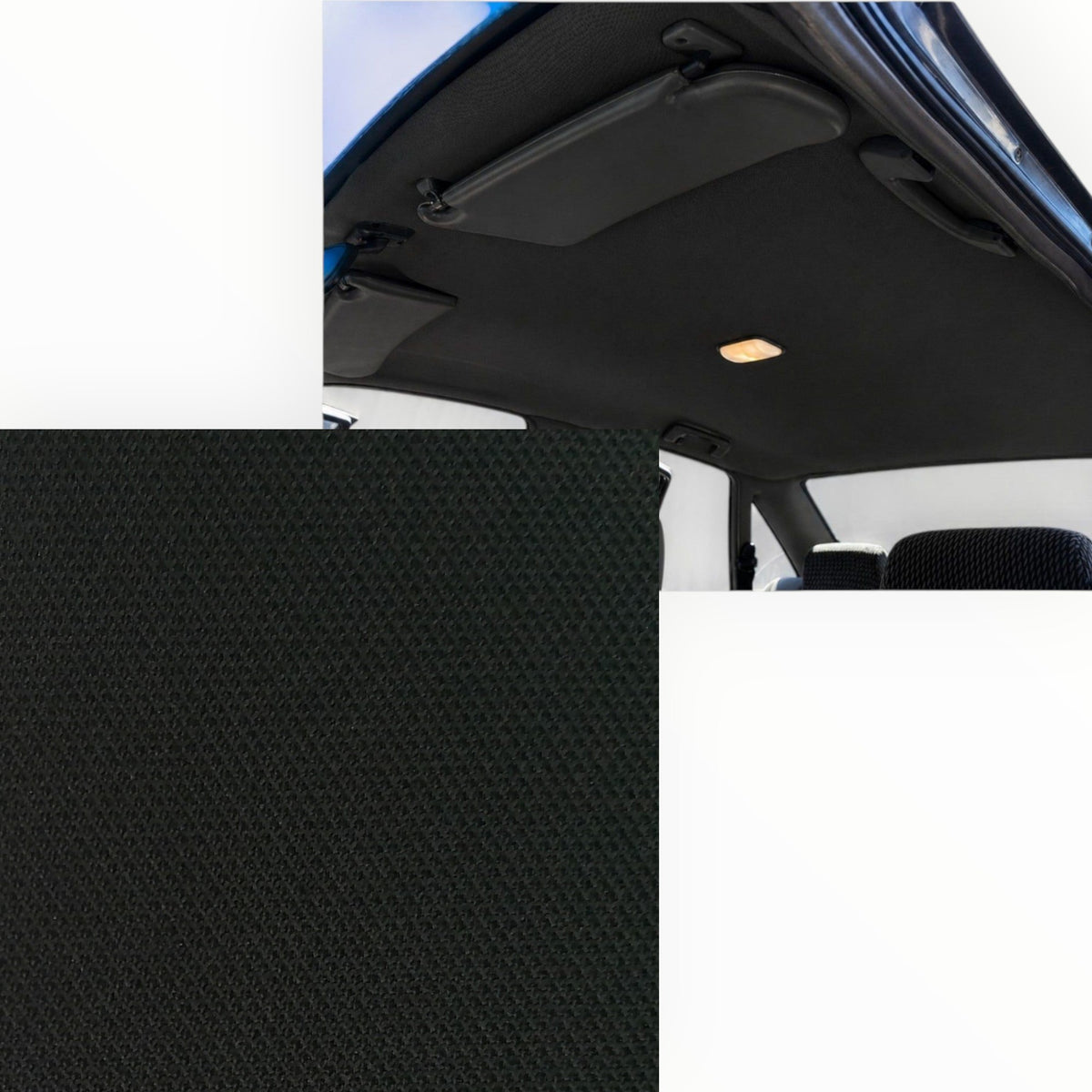 Fabric VW Bonded Foam Hood Lining Upholstery Black 140 cm