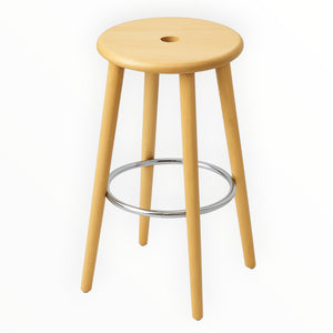 Wooden Bar Stool with Metal Footrest
