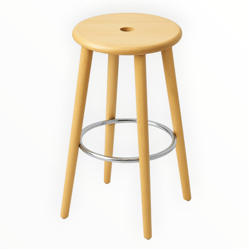 Wooden Bar Stool with Metal Footrest