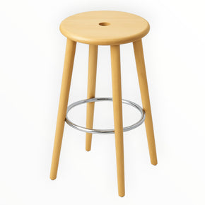 Wooden Bar Stool with Metal Footrest