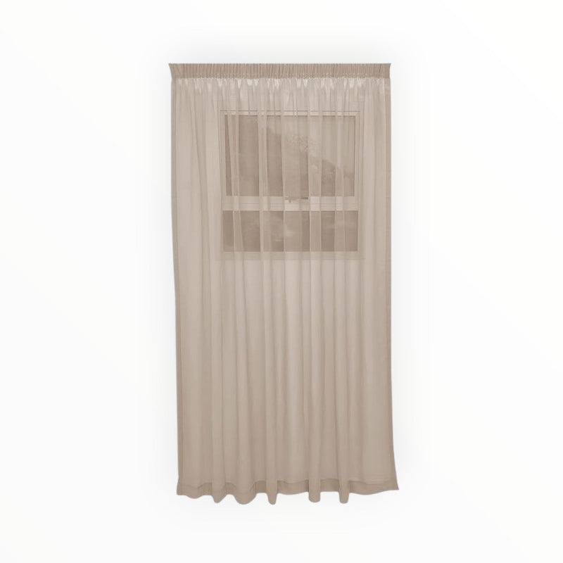 Mystic Voile Curtain Taupe Taped