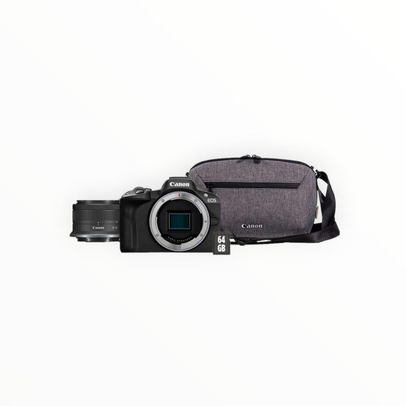 Canon EOS R50 Mirrorless Camera with 18-45mm Lens with Bag and SD Card (8021565767769)