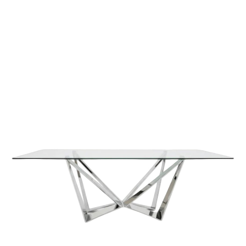 Stainless Steel Dining Room Table with Beveled Smoke Glass Only