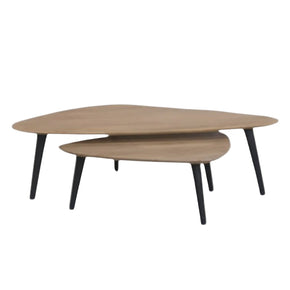 Barrett Solid Mango Wood and Mental Coffee Tables Set of 2 Natural Wood Colour